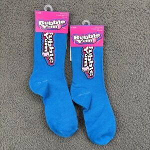 Bubble Yum Kids Blue Novelty Crew Socks‎ HSK104-MUL Shoe Size 9-3.5 Hershey NWT